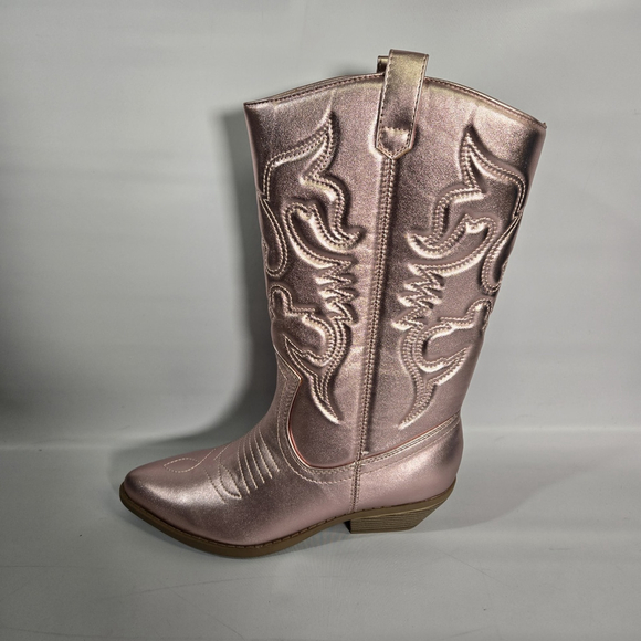 Soda Metallic Pink Western Cowboy Boots Embroidered 9 NIB Rodeo Cowgirl Festival - Picture 6 of 12